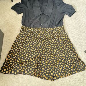 WeWoreWhat Black and Yellow Floral Romper